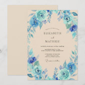 Invitation Mariage à Petale de Teinte Azur (Devant / Derrière)