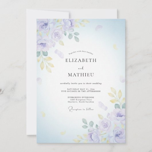 Invitation Mariage à Petale d'Or de Lilas (Devant)