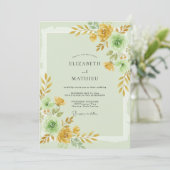 Invitation Mariage à Petale d'Or Menthe (Debout devant)