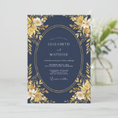 Invitation Mariage à Pétale Dorée Chaud de Minuit (Debout devant)