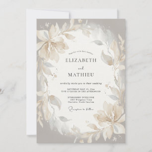 Invitation Mariage à pétale ivoire Champagne