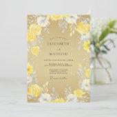 Invitation Mariage à Pétale Jaune Doré (Debout devant)
