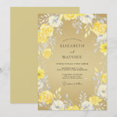 Invitation Mariage à Pétale Jaune Doré (Devant / Derrière)