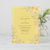 Invitation Mariage à Pétale Jaune Ensoleillé (Debout devant)
