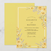 Invitation Mariage à Pétale Jaune Ensoleillé (Devant / Derrière)