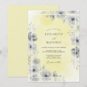 Invitation Mariage à Pétale Jaune Pâle (Devant / Derrière)