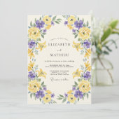 Invitation Mariage à Pétale Jaune Violet (Debout devant)