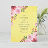Invitation Mariage à pétale magenta citron (Debout devant)