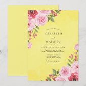 Invitation Mariage à pétale magenta citron (Devant / Derrière)