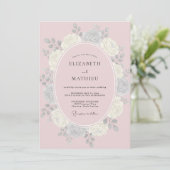 Invitation Mariage à Petale Rose Argenté (Debout devant)