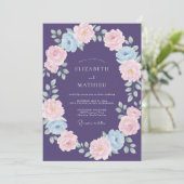 Invitation Mariage à Petale Rose Foncé de Prunier (Debout devant)