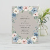 Invitation Mariage à pétale rose Slate Blush (Debout devant)