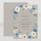 Invitation Mariage à pétale rose Slate Blush (Devant / Derrière)