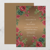 Invitation Mariage à pétale rouge bronze (Devant / Derrière)