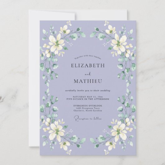 Invitation Mariage à pétales blancs de lilas (Devant)