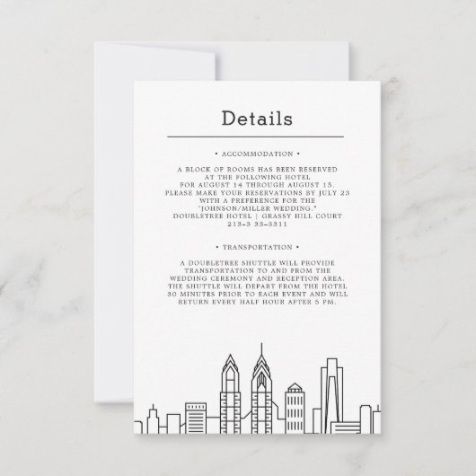 Invitation Mariage à Philadelphie | Informations pour les inv (Devant)