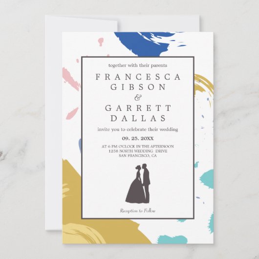 Invitation Mariage à pinceau coloré (Devant)