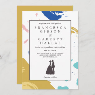 Invitation Mariage à pinceau coloré