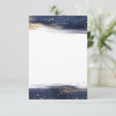 Invitation Mariage à pinceaux bleus et or budget vierge  (Debout devant)