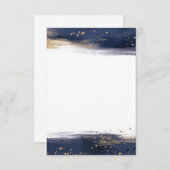 Invitation Mariage à pinceaux bleus et or budget vierge  (Devant / Derrière)