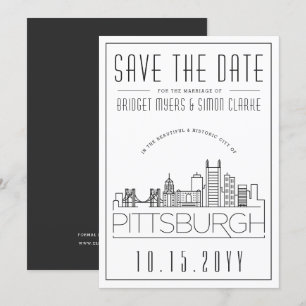 Invitation Mariage à Pittsburgh Silhouette stylisée de la v