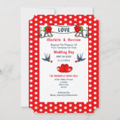 Invitation Mariage à points de la marine rouge Rockabilly Pol (Devant)