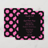 Invitation Mariage à pois rose et noir (Devant / Derrière)