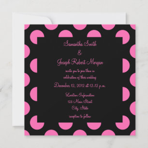 Invitation Mariage à pois rose et noir