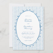 Invitation Mariage à rayures aquarelles bleues et blanches fa (Devant)