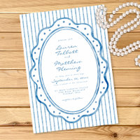 Mariage à rayures aquarelles bleues et blanches fa