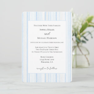 Invitation Mariage à rayures bleu clair et blanc