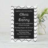 Invitation Mariage à rayures Chevron noir et blanc (Debout devant)