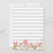 Invitation Mariage à rayures florales | Menu sur le thème de  (Dos)