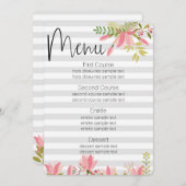Invitation Mariage à rayures florales | Menu Thème Jardin Fêt (Devant / Derrière)