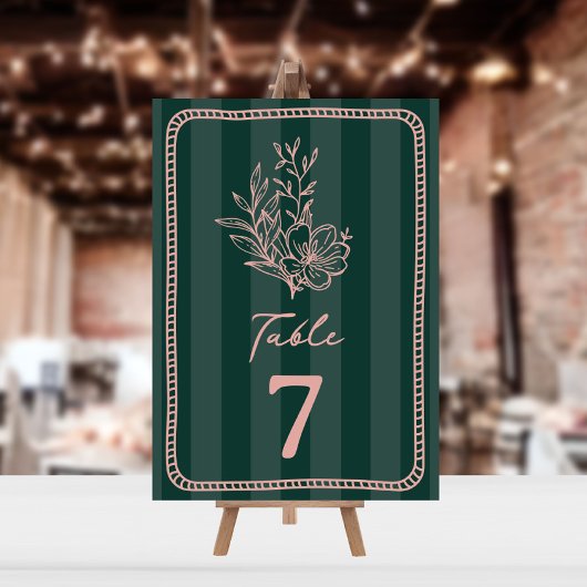 Invitation Mariage à rayures florales vertes