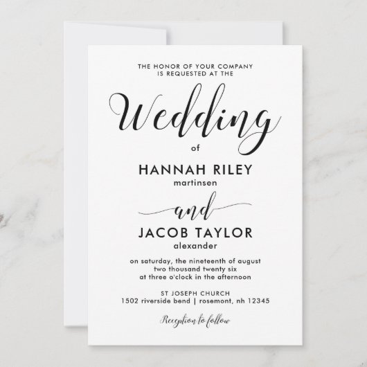 Invitation Mariage à rayures noir et blanc (Devant)