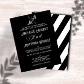 Invitation Mariage à rayures noir et blanc moderne
