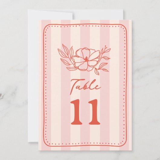 Invitation Mariage à rayures rose floral (Devant)