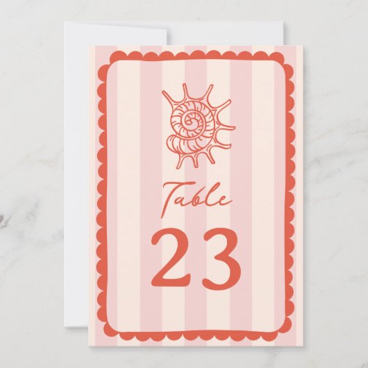 Invitation Mariage à rayures roses de coquillages (Devant)