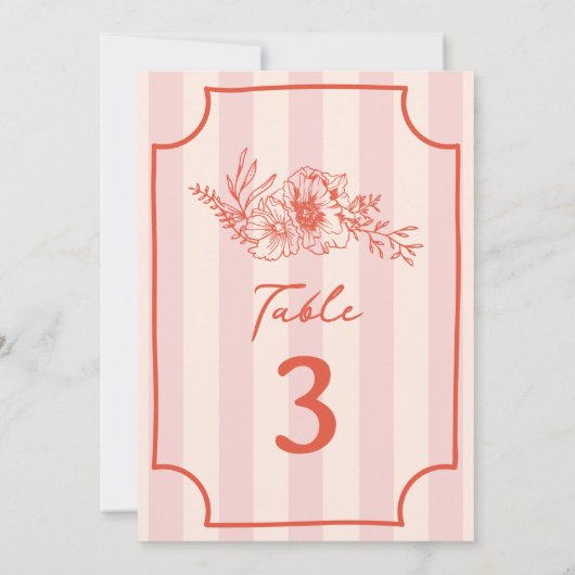 Invitation Mariage à rayures roses végétales (Dos)