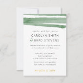 Invitation Mariage à rayures Sage Vert et or (Devant)