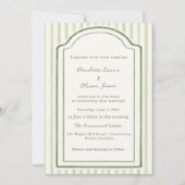 Invitation Mariage à rayures vert sauge (Devant)