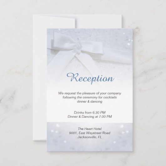 Invitation Mariage à ruban blanc Hébergement de réception 2-e (Devant)