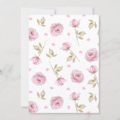Invitation Mariage à ruban motif roses roses (Dos)