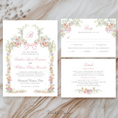 Invitation Mariage à Rubans Monogrammes et Fleurs Sauvages