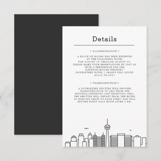 Invitation Mariage à San Antonio | Détails des invités (Devant / Derrière)