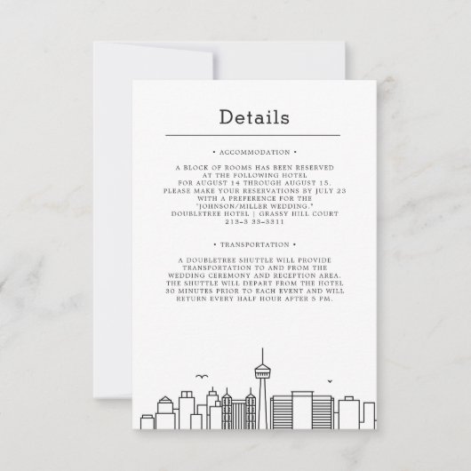 Invitation Mariage à San Antonio | Détails pour les invités (Devant)
