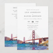 Invitation Mariage à San Francisco avec QR Code aquarelle (Devant / Derrière)