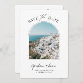 Invitation Mariage à Santorin Sauvez la date (Devant / Derrière)