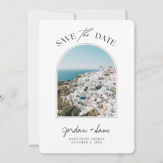 Invitation Mariage à Santorin Sauvez la date (Devant)